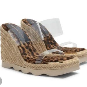 Good American Pale Leopard Espadrille Wedge Sandal New in Box 8.5